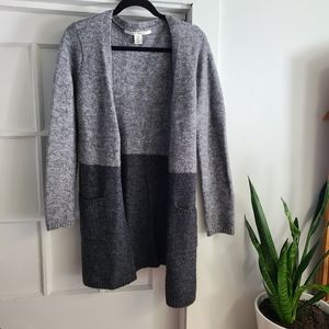 Max Studio Wool Colorblock Grey Open Cardigan size M